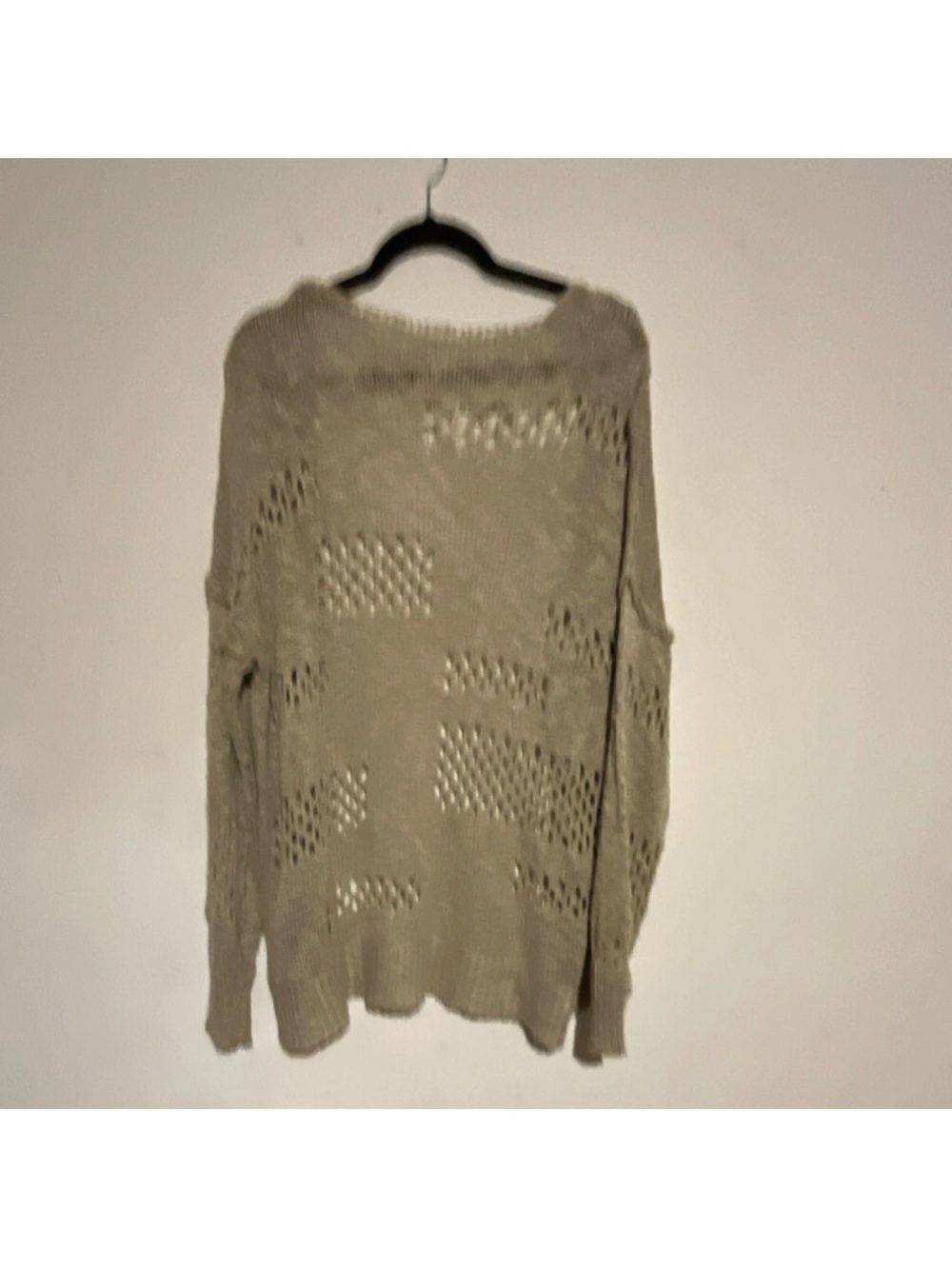 Beige Open-Knit Cardigan Sweater Long Sleeve Women’s Lightweight Casual Size L - Picture 2 of 4